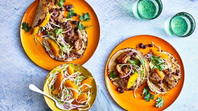 Recettes aux agrumes: Tacos cubains au porc avec salade de chou à l'orange