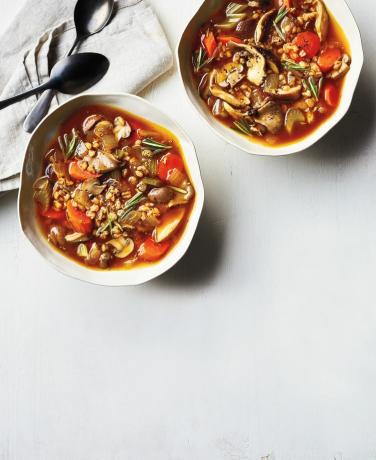 Soupe aux champignons et farro